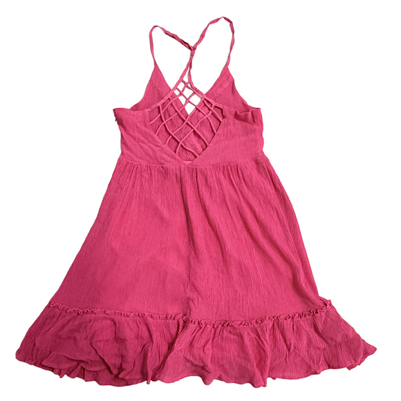 Fuchsia backless summer dress in Pink small swim beach cover up dress - Picture 2 of 7